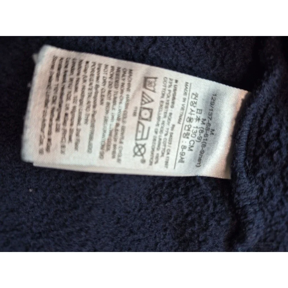 GAP NAVY BLUE MEDIUM HOODIE WITH GAP EMBEDDED USA FLAG DETAIL IN EMBLEM SZ 8-9